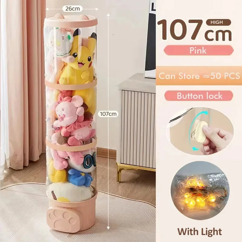 Doll Storage Box 162cm 107cm Toys Organization Plush Toy Storage Tube Transparent Storage Barrel Children's toy Organizer