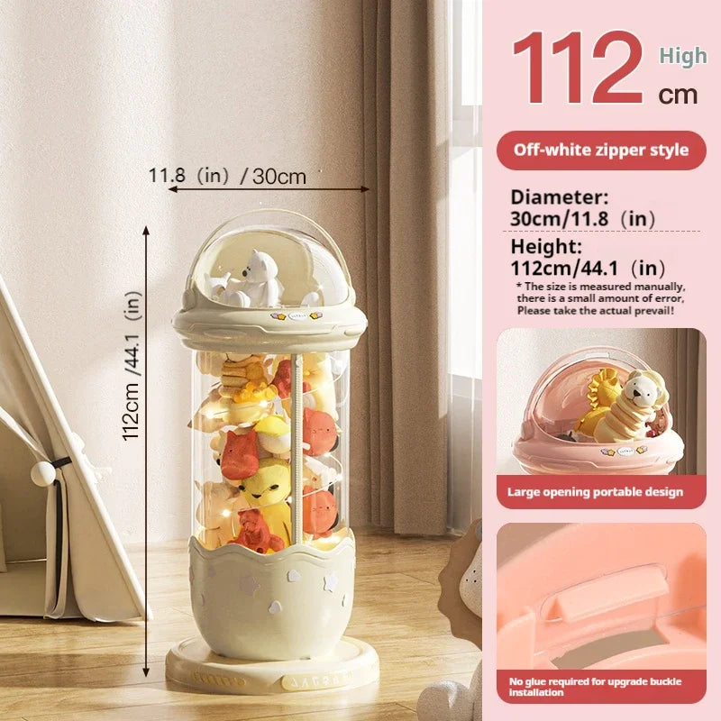 Astronaut Doll Storage Box Children's Plush Toys Storage Boxes Transparent Plastic Stuffed Home Storage Organization Zipper Bin