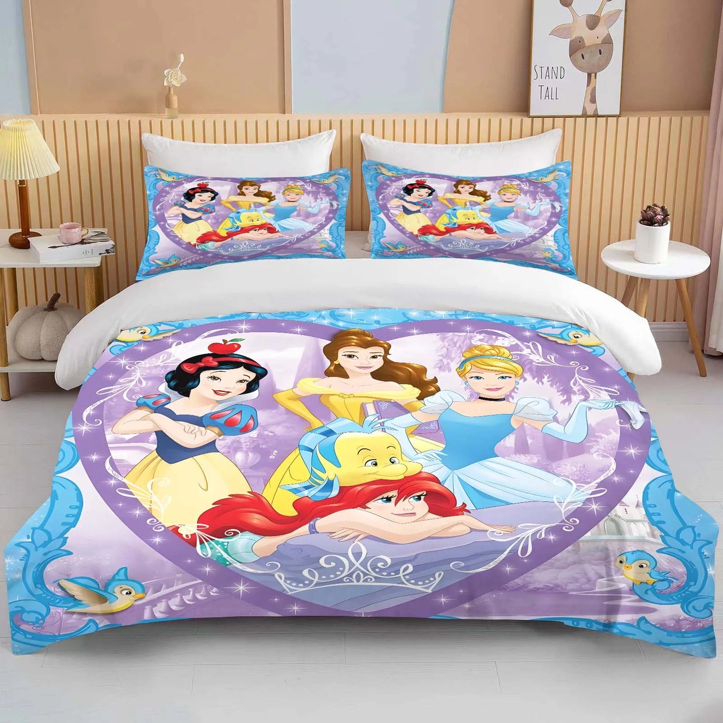 10 Sizes Disney Princess Printed Bedding Set Cartoon Anime Microfiber Bed Set Pillowcase Adult Bed Cover Bedroom Bed Set Duvet