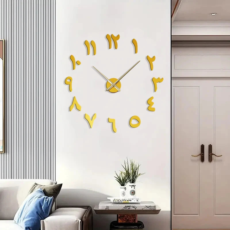 Large wall clock mirror material digital home wall art decoration clock suitable for living room and study wall decoration