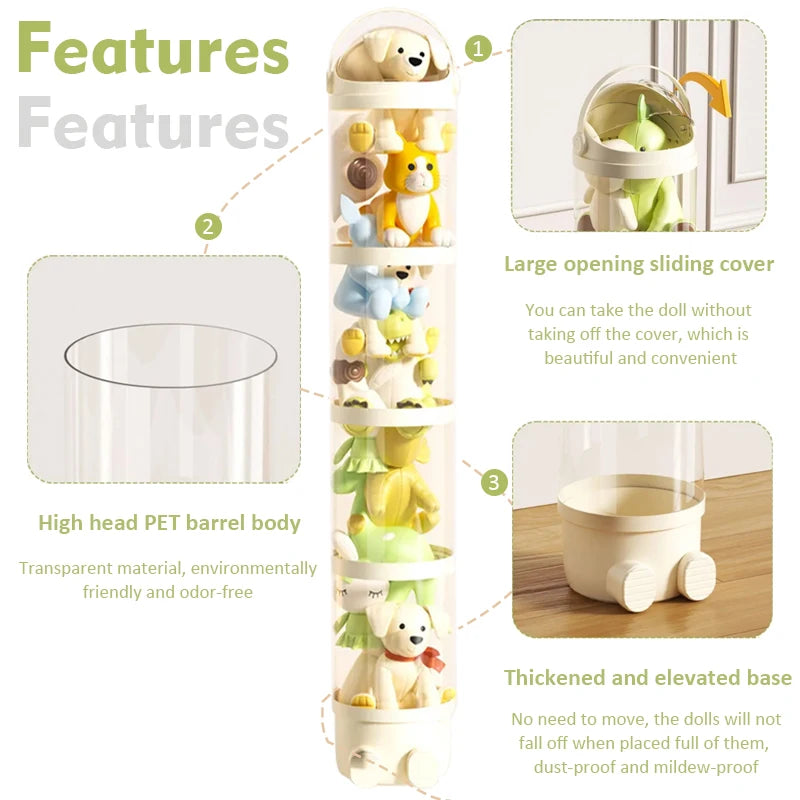 Doll Storage Box 162cm 107cm Toys Organization Plush Toy Storage Tube Transparent Storage Barrel Children's toy Organizer