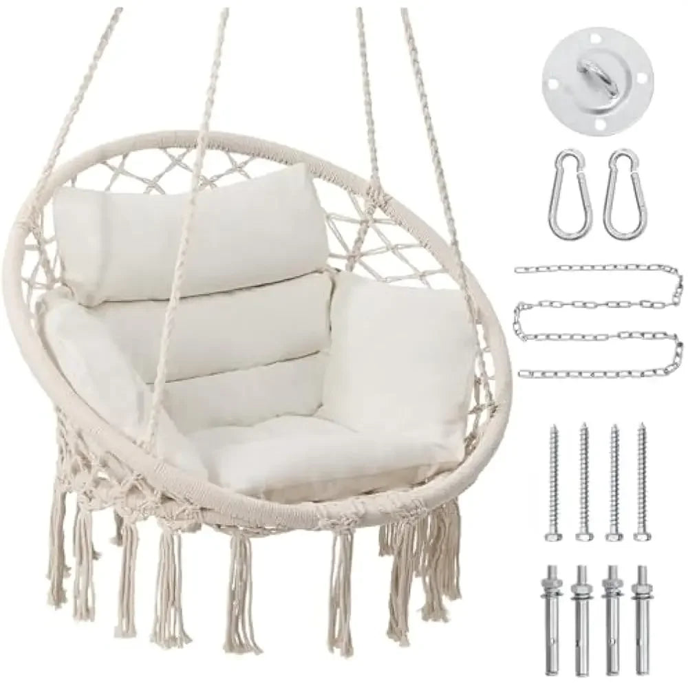 Patio Swings, Hanging Swinging Chair with Medium Cushion, Perfect for Bedroom, Porch, Adults, Balcony, Patio Swings