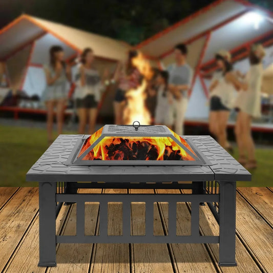 Heavy-Duty Square Outdoor Fire Pit – Sturdy, Safe, and Stylish for Winter Gatherings, Outdoor Fire Pit