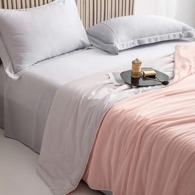 2025 Ice cream cool sensation silk solid color summer quilt solid color air conditioning by summer ice silk quilt