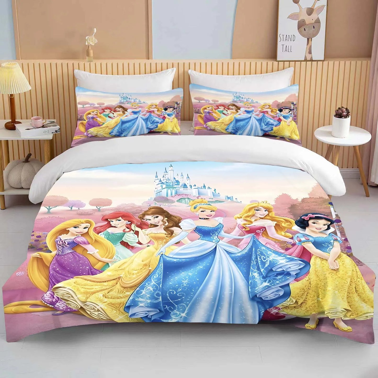 10 Sizes Disney Princess Printed Bedding Set Cartoon Anime Microfiber Bed Set Pillowcase Adult Bed Cover Bedroom Bed Set Duvet
