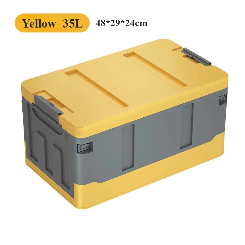 Large Camping Storage Box Extra Car Trunk Box Portable Waterproof Large Car Seat Storage Case Folding Outdoor Organizer Plastic