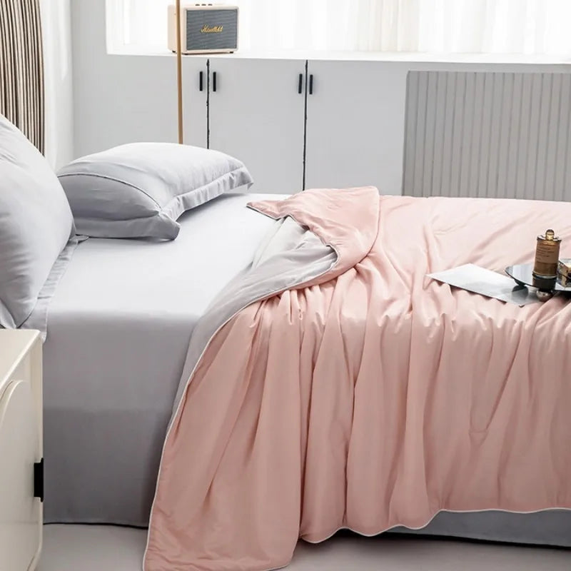 2025 Ice cream cool sensation silk solid color summer quilt solid color air conditioning by summer ice silk quilt