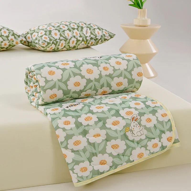 New Printed Cool Feeling Spring Summer Quilt Soft Comfortable Quilted Quilts Single Double Blanket for Bed Comforter Thin Duvet