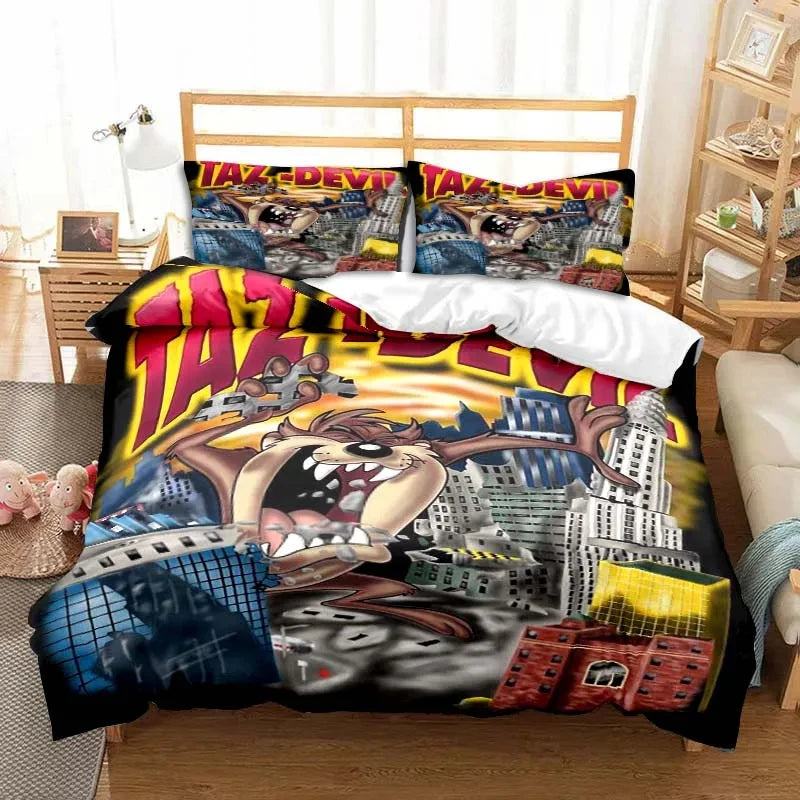 3D Print Cartoon Tasmanian Devil Fashion Bedding Set Double Twin King Duvet Cover Comforter Pillowcase Boys Girls Adults Bedroom
