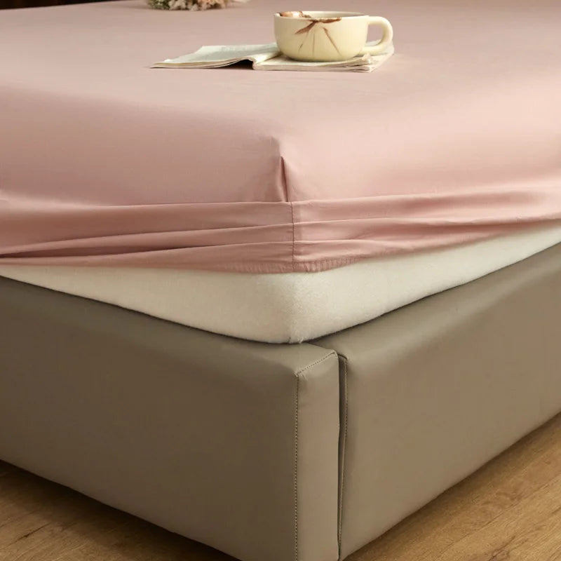 New Cotton Brushed Simple Plain Bed Fitted Sheet 1pc/sets 90/120/150/180/220cm machine washable