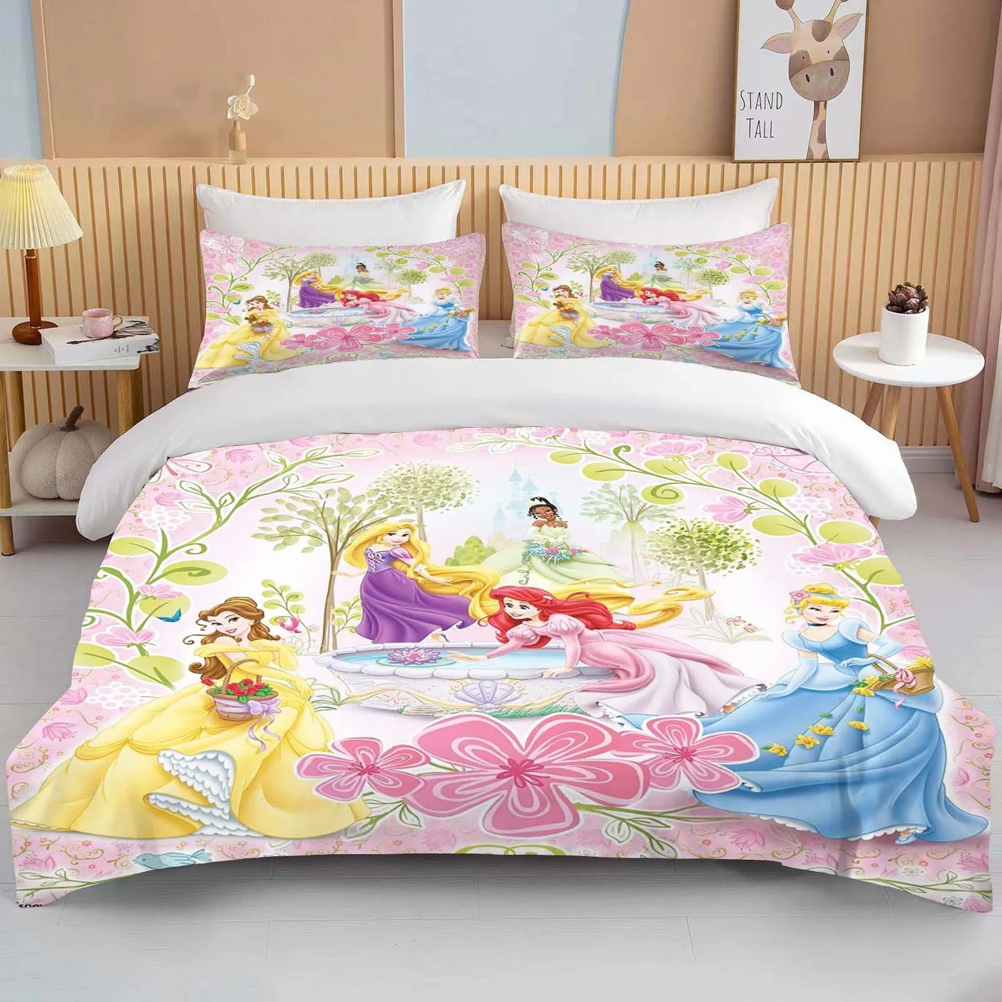10 Sizes Disney Princess Printed Bedding Set Cartoon Anime Microfiber Bed Set Pillowcase Adult Bed Cover Bedroom Bed Set Duvet