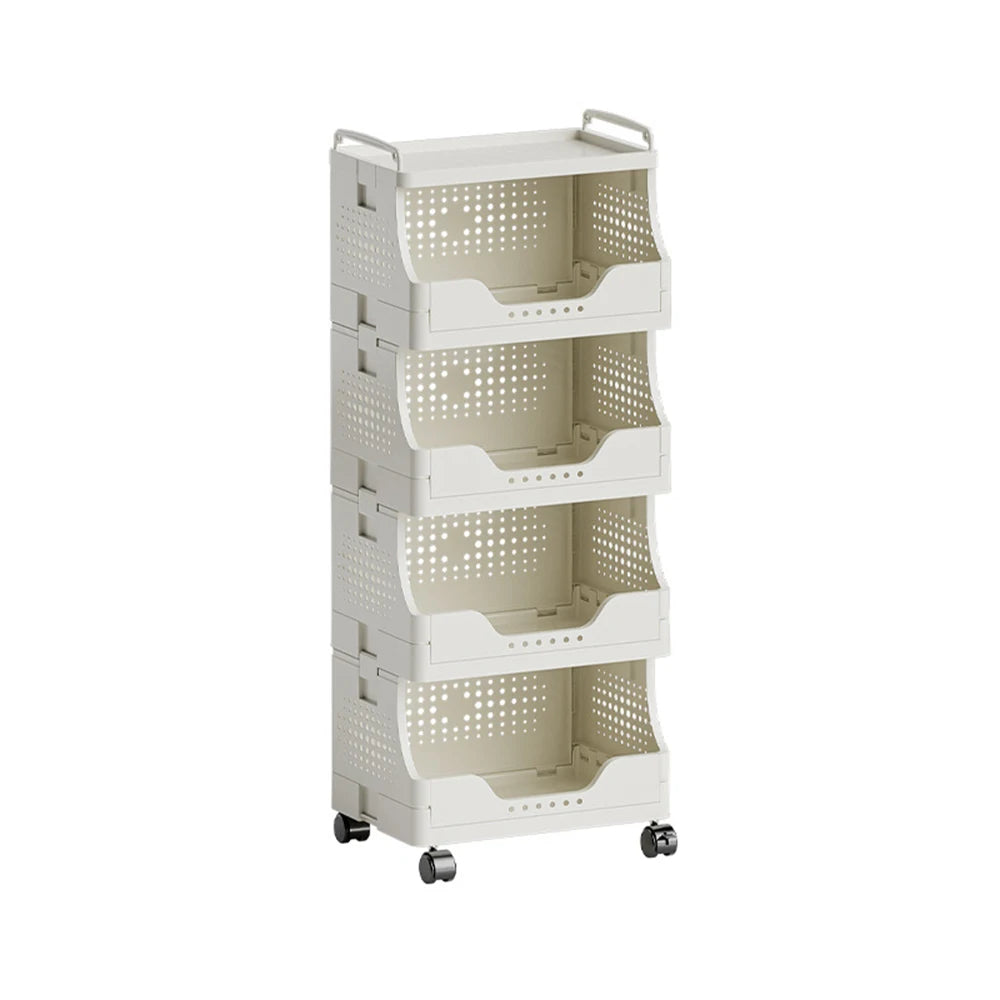 Rolling Storage Cart with Wheels - White Plastic Multi-Purpose Organizer for Kitchen, Bathroom, Bedroom Essentials Snack Storage