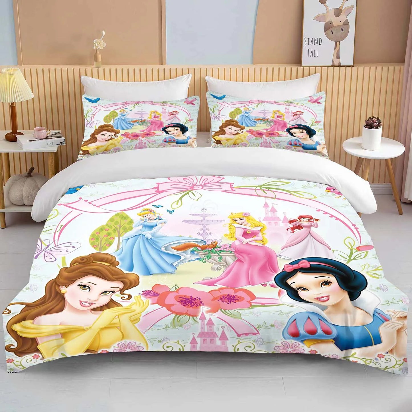 10 Sizes Disney Princess Printed Bedding Set Cartoon Anime Microfiber Bed Set Pillowcase Adult Bed Cover Bedroom Bed Set Duvet