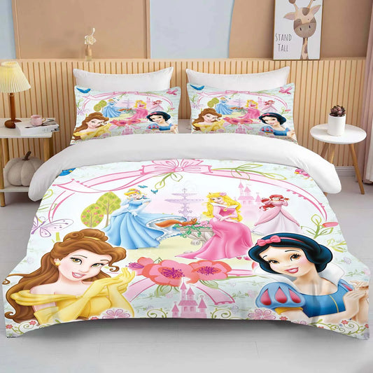10 Sizes Disney Princess Printed Bedding Set Cartoon Anime Microfiber Bed Set Pillowcase Adult Bed Cover Bedroom Bed Set Duvet