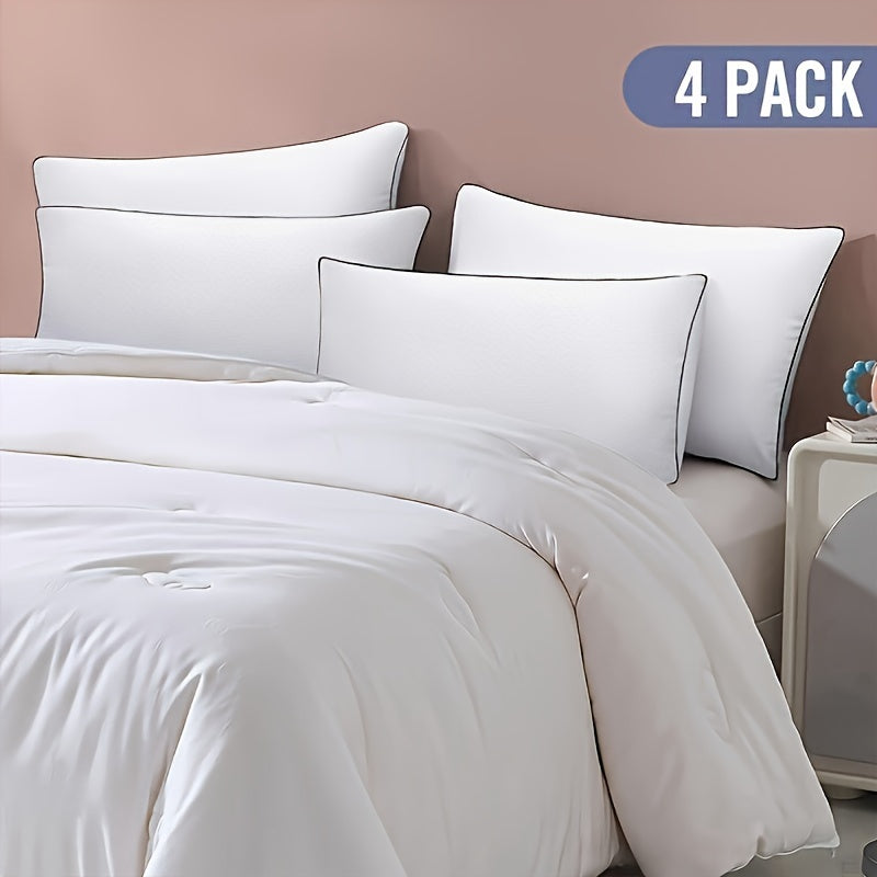 Standard Size Bed Pillows For Sleeping Set Of 4, 4 Pack Great Support Luxury Hotel Pillows For Side, Stomach And Back Sleepers.