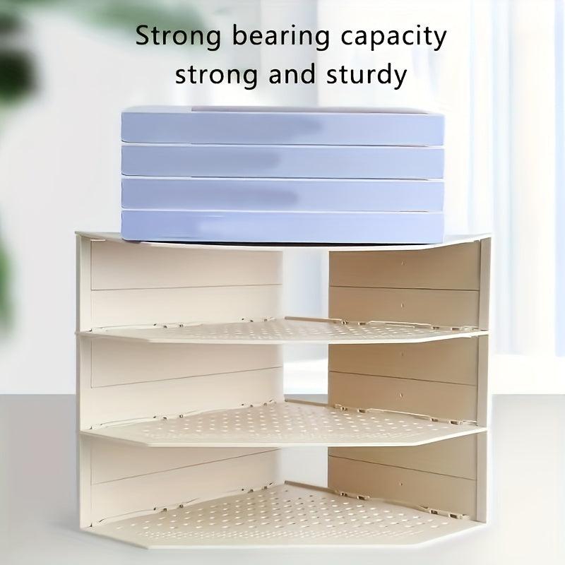 1pc Retractable 4-Compartment Bookshelf File Storage Box: Desk Necessities & Data File Organizer For Office Furniture, School Learning & Decoration Storage Stationery