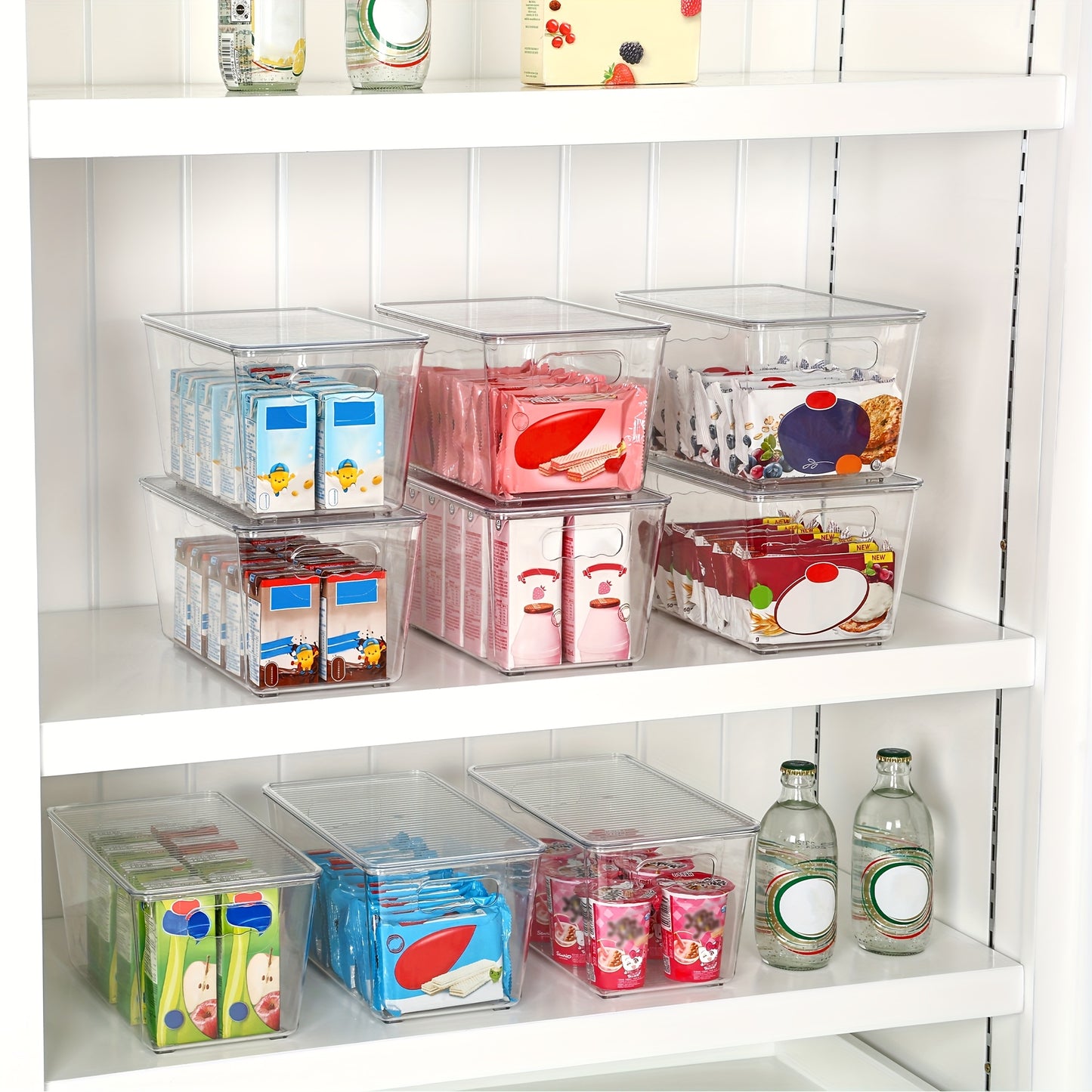 Vtopmart 6 Pack Clear Stackable Storage Bins With Lids, Medium Plastic Containers With Handle For Pantry Organizer And Storage, Perfect For Kitchen, Fridge, Cabinet, Closet, Bathroom Organization