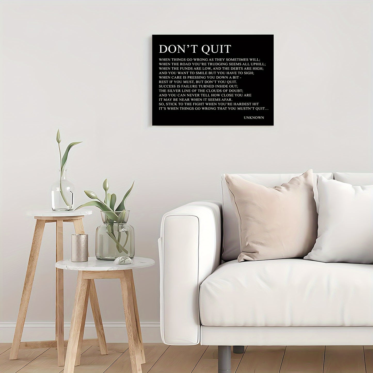 11.8x15.7 inches Wooden Framed Canvas Art Print - 1pc "Don't Quit" Motivational Quote Inspirational Wall Decor for Living Room, Bedroom, Office - Perfect Gift for Her or Him, Single's Party Decoration