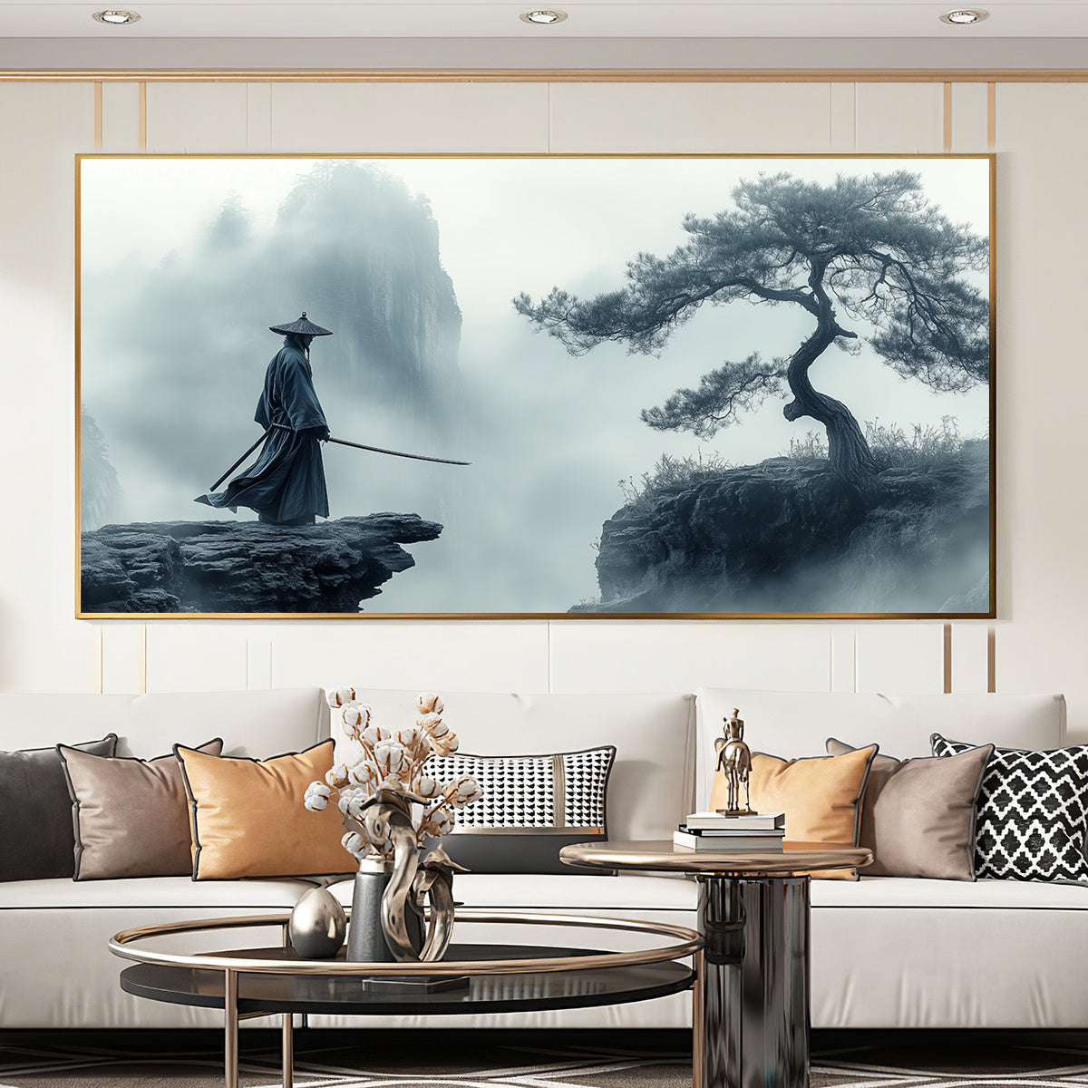 2D Flat, [2D FLAT] 1pc Unframed Canvas Poster, Japanese Swordsman Painting, Art Style, Canvas Wall Art, Artwork Wall Painting for Halloween Christmas Gift, Bedroom, Office, Living Room, Cafe, Bar, Wall Decor, Home Decoration,