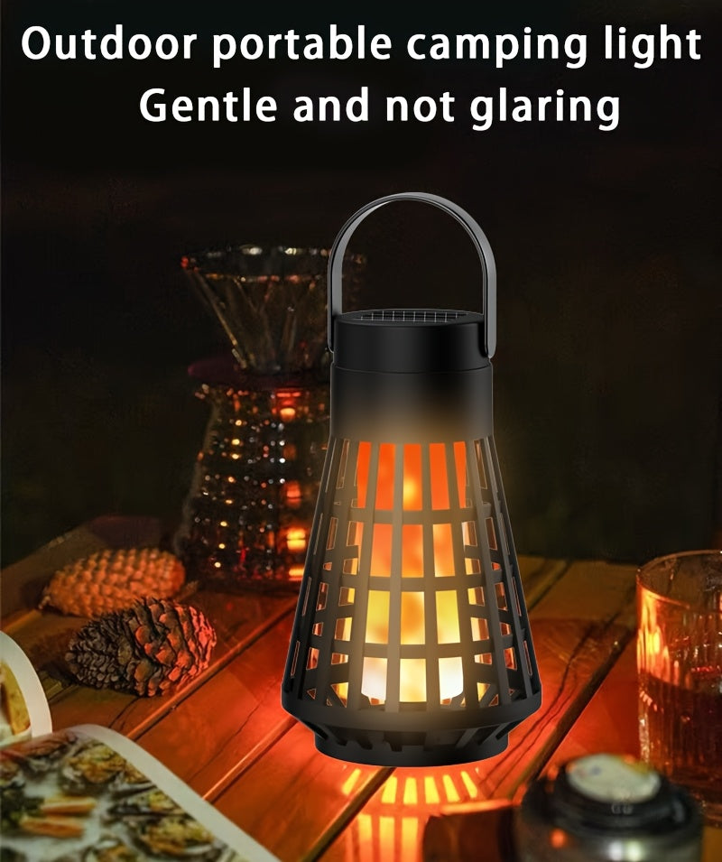 1pc or 4-in-1/8-in-1 Solar-Powered Outdoor Flame Effect Lantern - IP44 & Windproof, Multi-Functional Hanging/Table/Wall/Ground Lighting with Flickering Flame Effect, Energy-Efficient LED Bulb for Camping, Garden, Patio, Balco