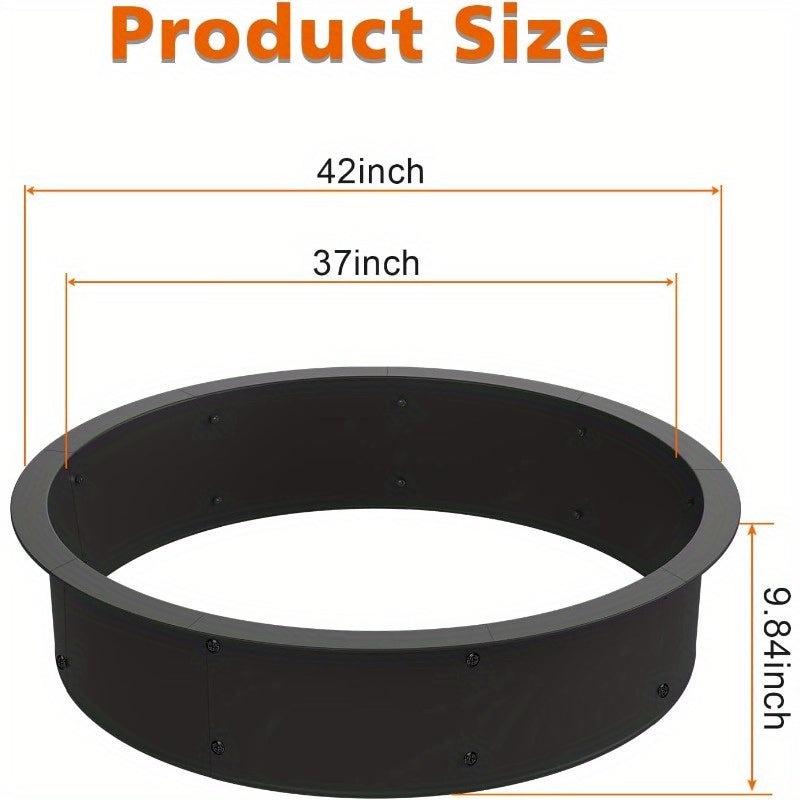 Heavy Duty Metal Fire Pit Ring - 42" Outer/37" Inner DIY Wood Burning Fire Pit for Garden, Yard, Patio, Camping - Rust-Resistant, Easy Installation, Smooth Edges, Perfect for Outdoor Gatherings