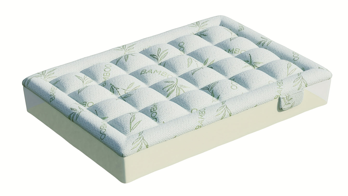 Bamboo Extra Thick Mattress Topper Waterproof Mattress Protector- 1000 GSM Quilted Fitted Extra, Cooling Breathable Pillow Mattress Pad - Deep Pocket Topper Fits 8-21 Inches