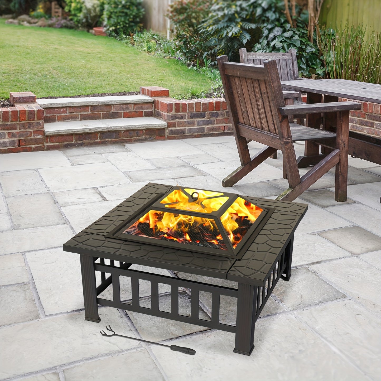 Portable Courtyard Metal Fire Bowl With Accessories Black Autumn Fall Maple Pumkin Harvest Thanksgiving Christmas Crow Decorations
