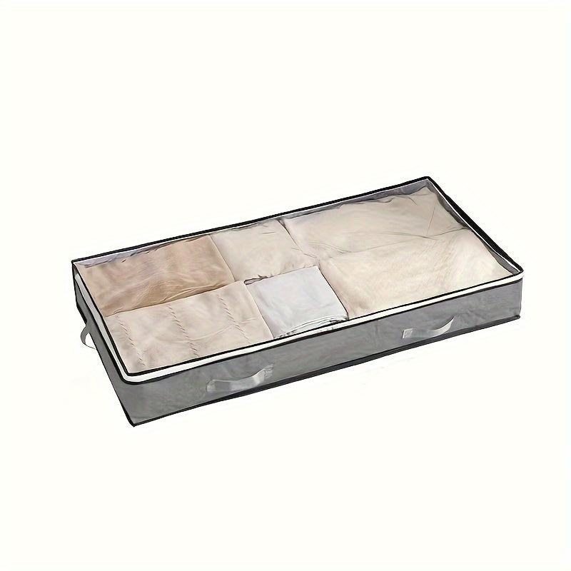 1pc Foldable Under Bed Storage Bag With Handles & Visible Window, Large Capacity Storage Containers For Clothes, Books, Toys, Bedding, Household Space Saving Organizer For Under Bed, Closet, Wardrobe, Bedroom, Dorm, Bedroom A