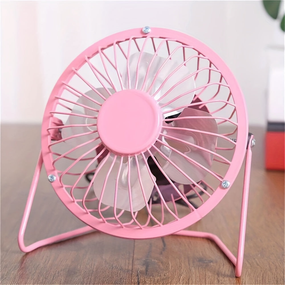 [Quiet Desk Fan] Ultra-Quiet 4-Inch USB Desk Fan | 360° Rotating, Metal Frame, Compact Design, On/Off Button, Ideal for Office, Bedroom, Dorm