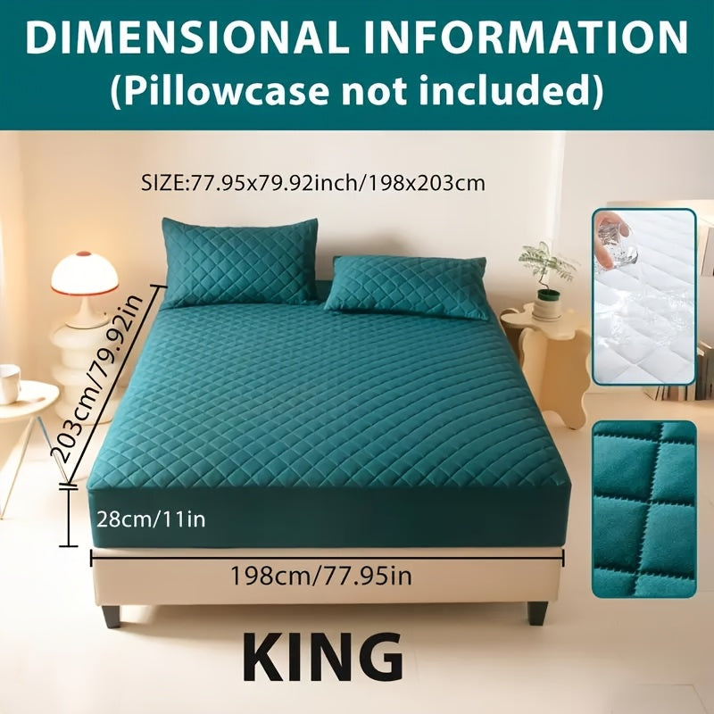 1pc Cooling Waterproof Mattress Protector, Cool And Comfortable, Layered Fitted Sheet, Solid Color Bedding Design, Can Be Used As A Separate Bedspread, 9-15 Inches Deep Pocket, Reusable Nursing Pads, Ideal for Bedroom, Guest
