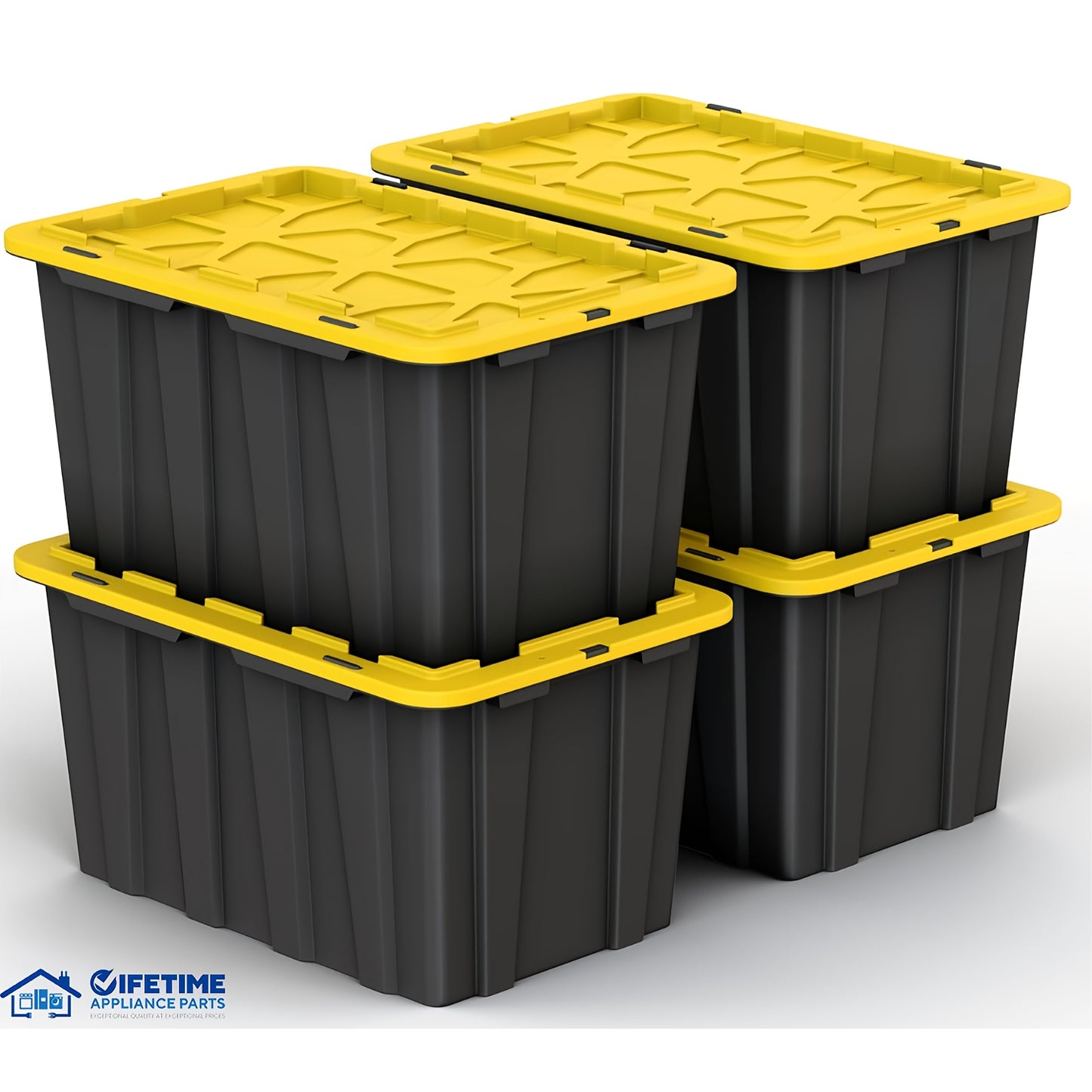 4pcs 17 Gallon/4pcs 23 Gallon/8pcs 12 Gallon Plastic Storage Bin Tote Organizing Container with Ultra Durable Secure Latching Lids, Stackable, Extra Strength Clear with Built In Handle - Black And Yellow