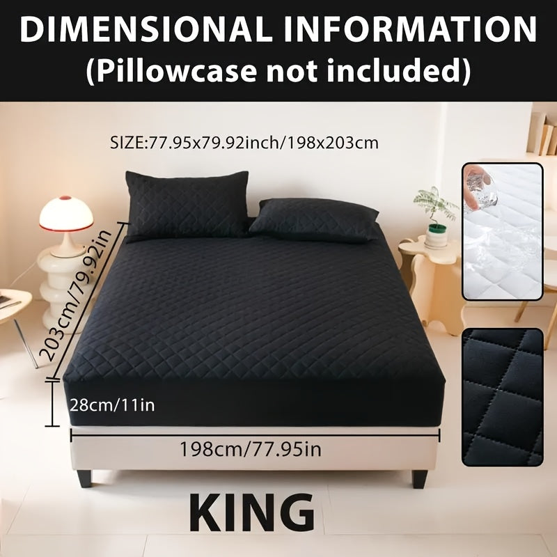 1pc Cooling Waterproof Mattress Protector, Cool And Comfortable, Layered Fitted Sheet, Solid Color Bedding Design, Can Be Used As A Separate Bedspread, 9-15 Inches Deep Pocket, Reusable Nursing Pads, Ideal for Bedroom, Guest