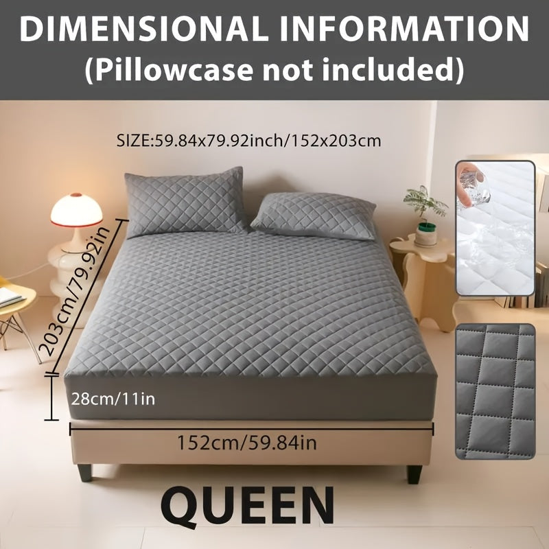 1pc Cooling Waterproof Mattress Protector, Cool And Comfortable, Layered Fitted Sheet, Solid Color Bedding Design, Can Be Used As A Separate Bedspread, 9-15 Inches Deep Pocket, Reusable Nursing Pads, Ideal for Bedroom, Guest