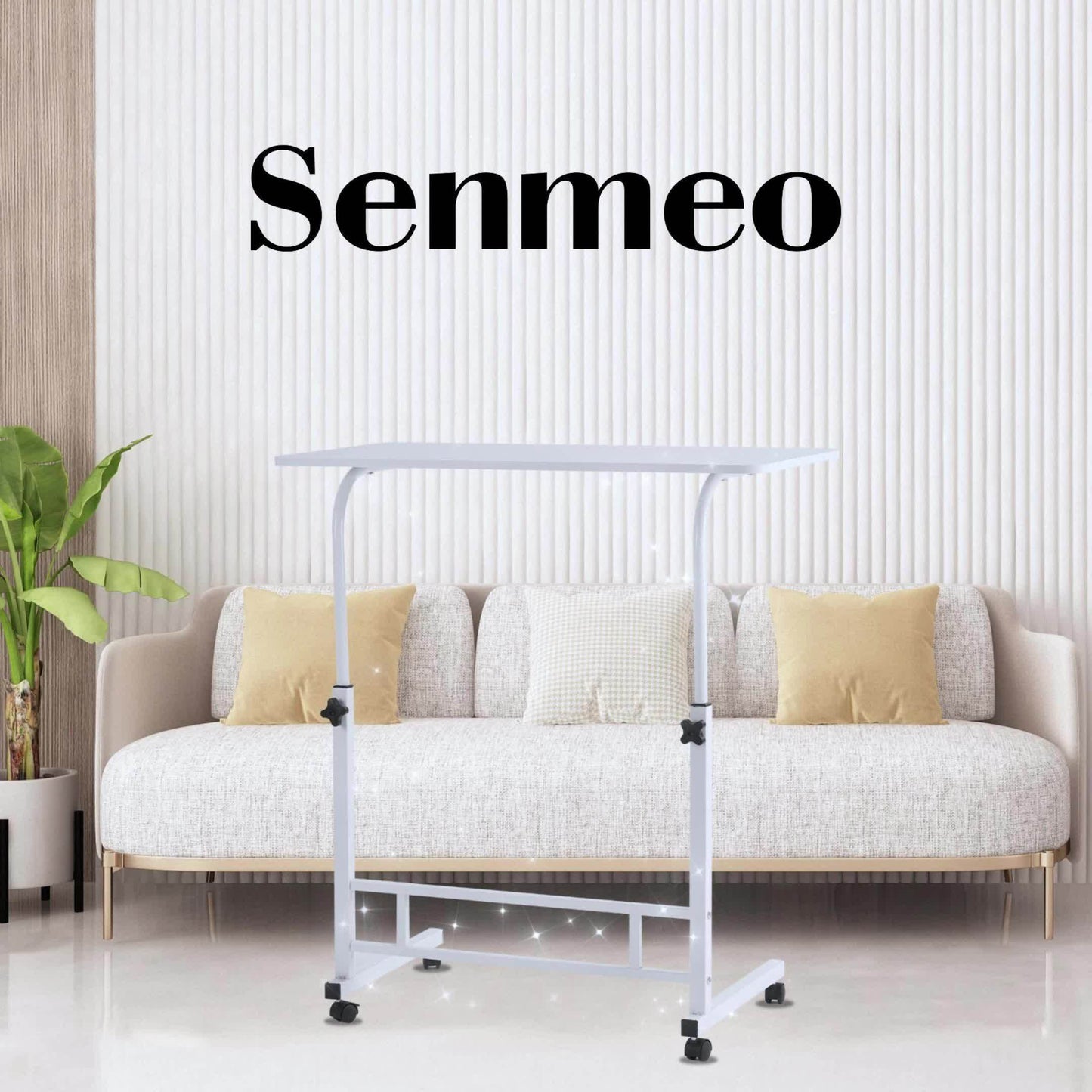 40*80cm Adjustable Height Standing Desk, Mobile Computer Table with Wheels, 26.4"-34.7" Height Range, Spacious and Stable Study Desk, Suitable for Home, Office, and Living Room