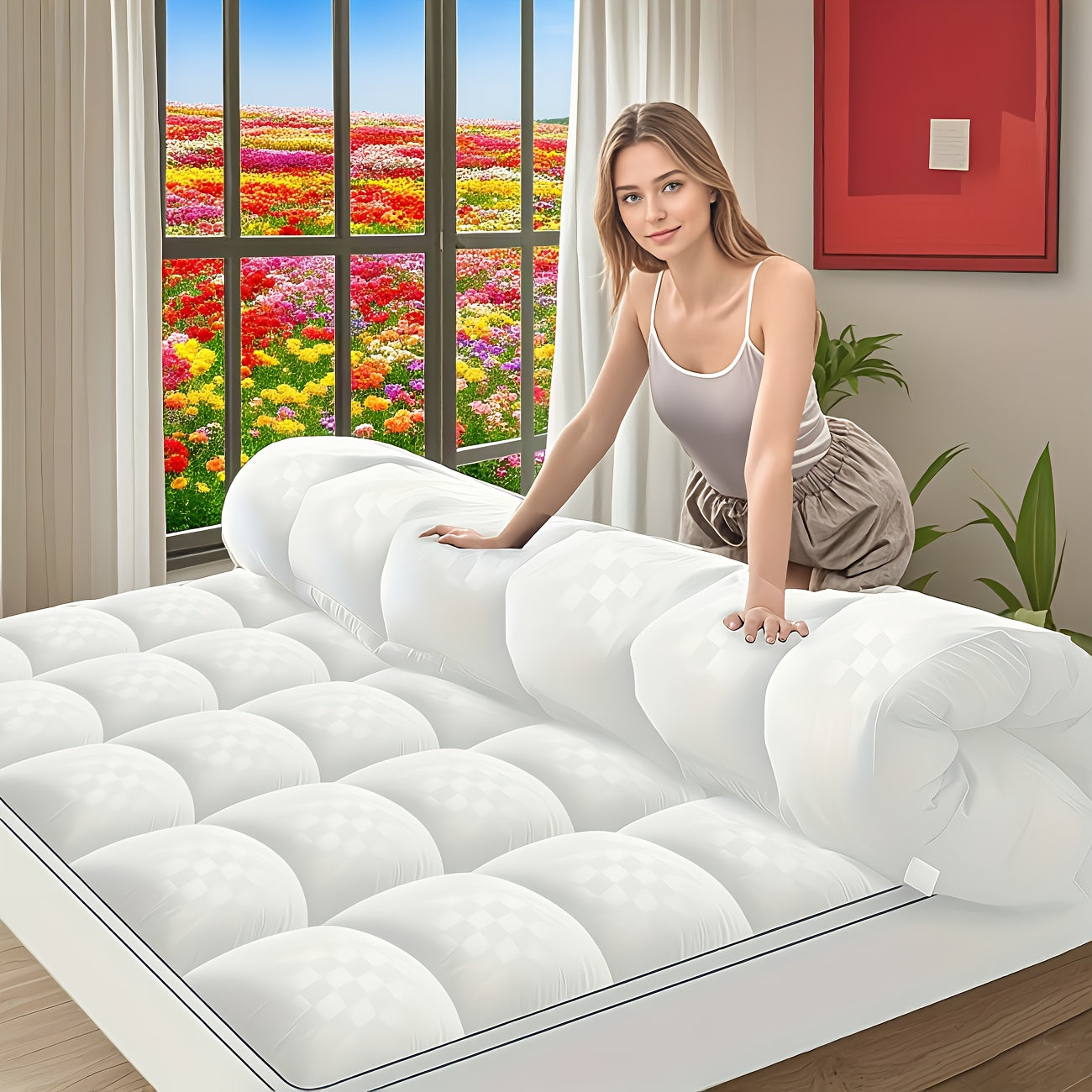Extra Thick Mattress Pad Cover for Back Pain, Mattress Topper Cooling Mattress Protector with 8-21 Inch Deep Pocket with 1500GSM, Cool Gel Mattress Topper, Pillowtop Mattress Topper Protector Cover, Extra Thick Foldable Mattr
