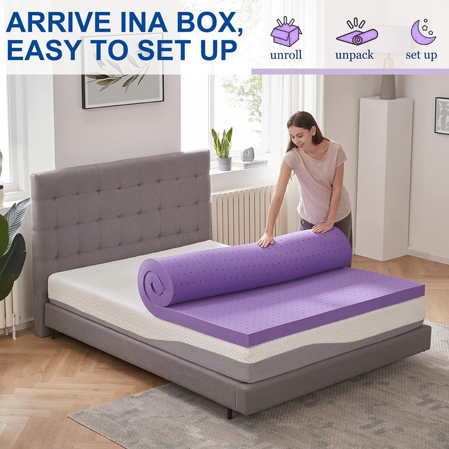 1, 5in/2in/3in/4in Cool Gel Mattress Topper, College Dorm Cool Breathable Gel Premium Mattress, Fits All Mattresses, Suitable For Reclining Sofas, Soft And Breathable Mattresses, Multiple Sizes To Meet Different Needs, Purple