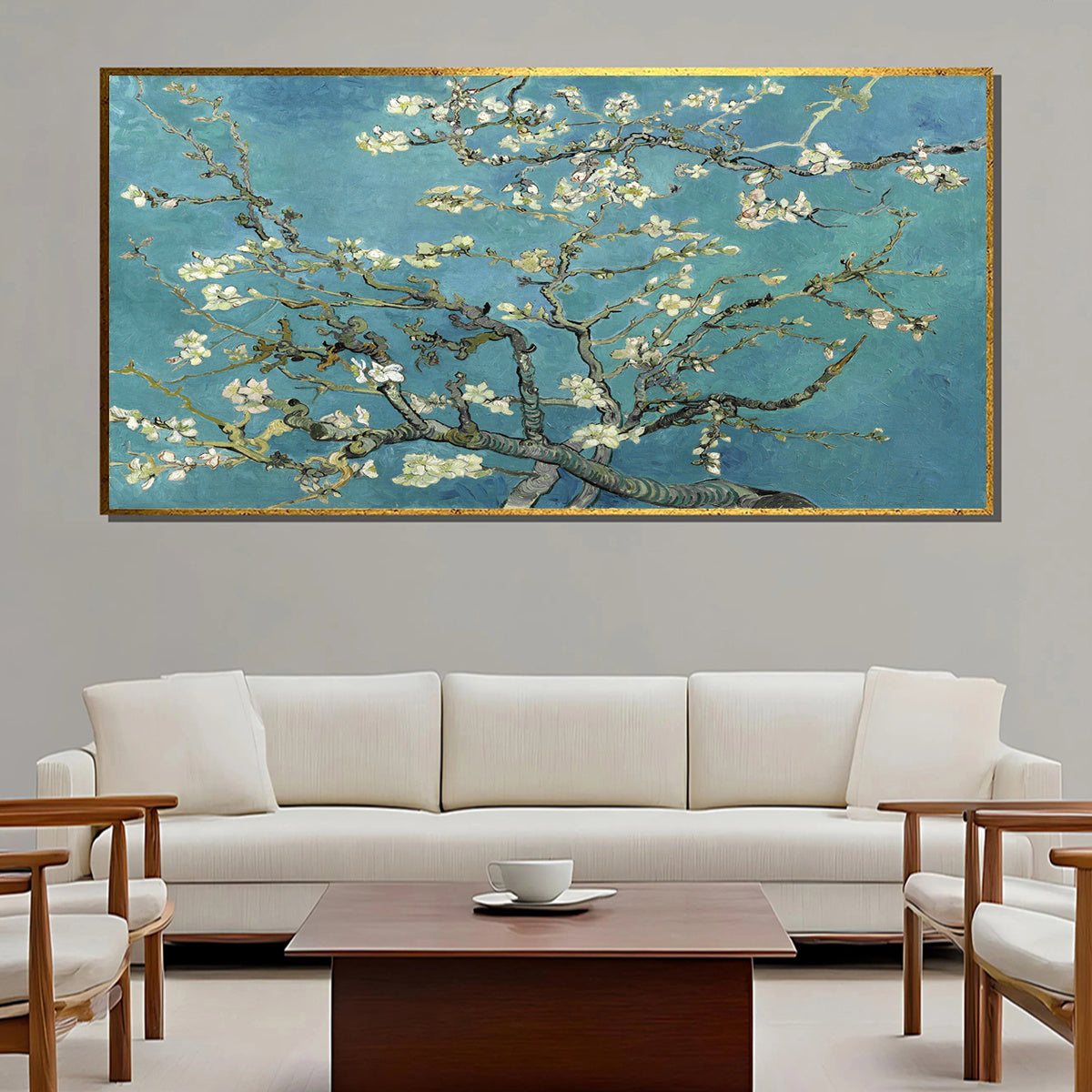 2D Flat Van Gogh Almond Blossom Canvas Poster - Unframed Art Deco Wall Art, Floral Style Painting for Home & Office Decor, Perfect Gift for Living Room, Bedroom, Cafe, or Dorm, Bedroom Wall Art | Unframed Canvas Print | Van G