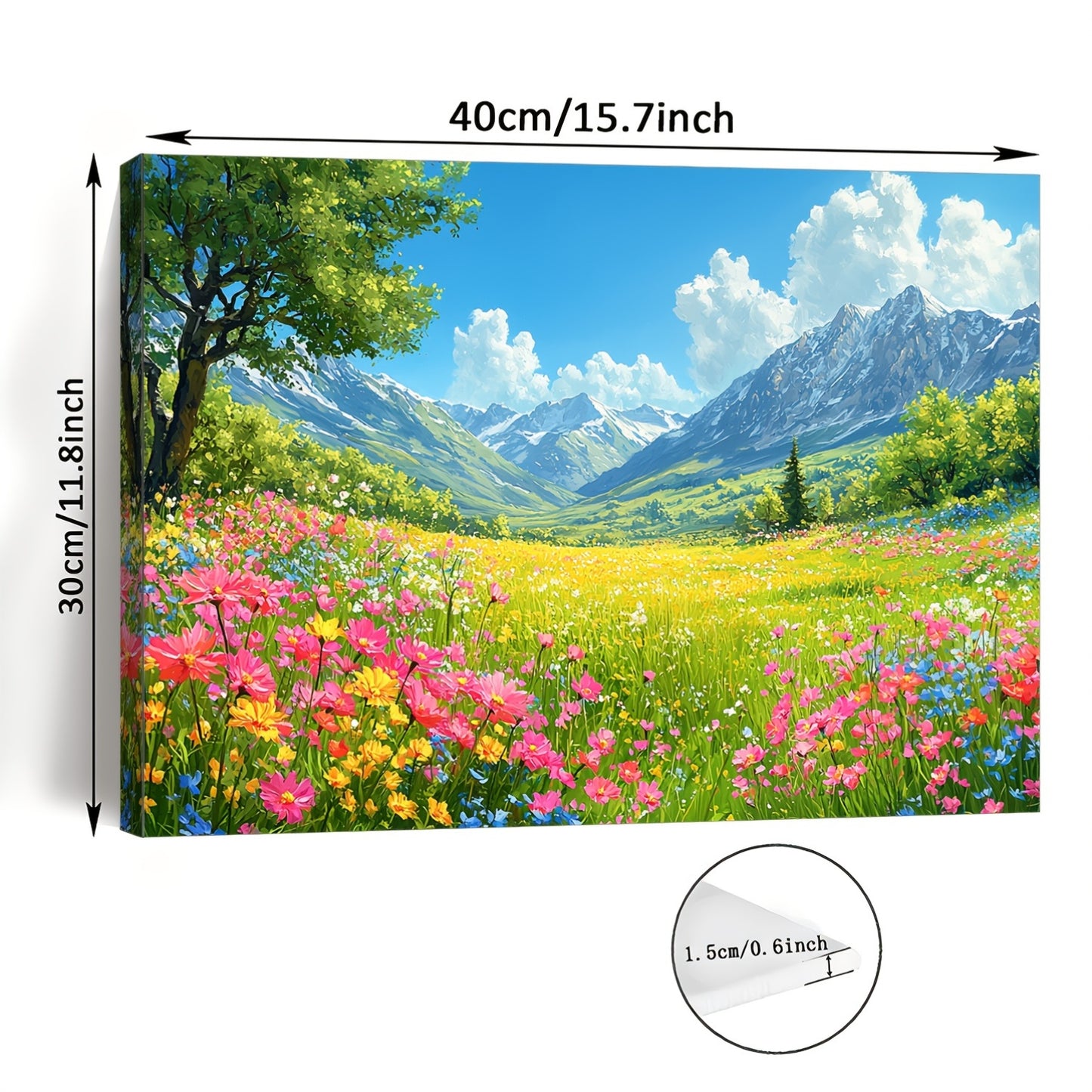 Room Decor 1pc Woven Wooden Framed Canvas Wall Art, Vibrant Meadow Flowers Landscape, Bachelor Party Home & Office Decor, Ideal Christmas Gift, 11.8x15.7 inches