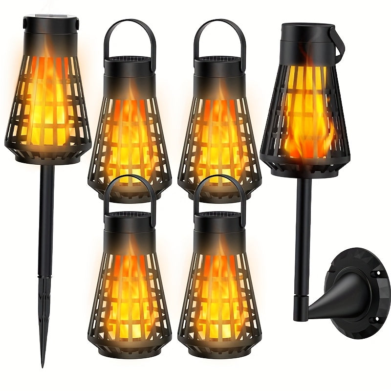 1pc or 4-in-1/8-in-1 Solar-Powered Outdoor Flame Effect Lantern - IP44 & Windproof, Multi-Functional Hanging/Table/Wall/Ground Lighting with Flickering Flame Effect, Energy-Efficient LED Bulb for Camping, Garden, Patio, Balco