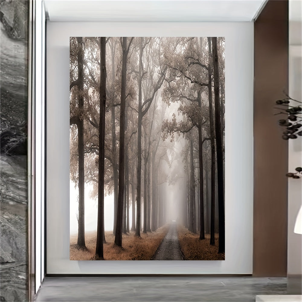 [Monochromatic Wall Art] High-Definition Monochromatic Misty Forest Canvas Wall Art | Unframed Vertical Print of Tall Trees Landscape, Perfect for Living Room, Bedroom, or Home Office Decor