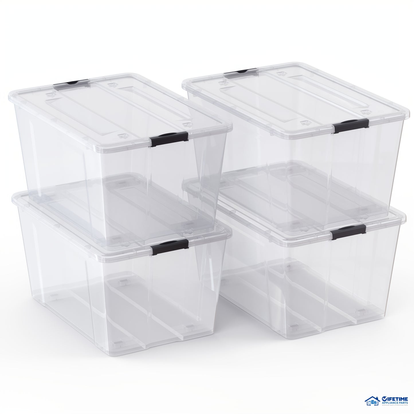 6pcs/set 34QT/54QT/75QT, [Upgraded Version] With Lid Storage Box, Super Durable Lid And Safety Buckle - Super Transparent, Toy Stackable Book, Clothing Storage Container, Closet, Wardrobe, Bedroom, Bathroom, Office Home Plast