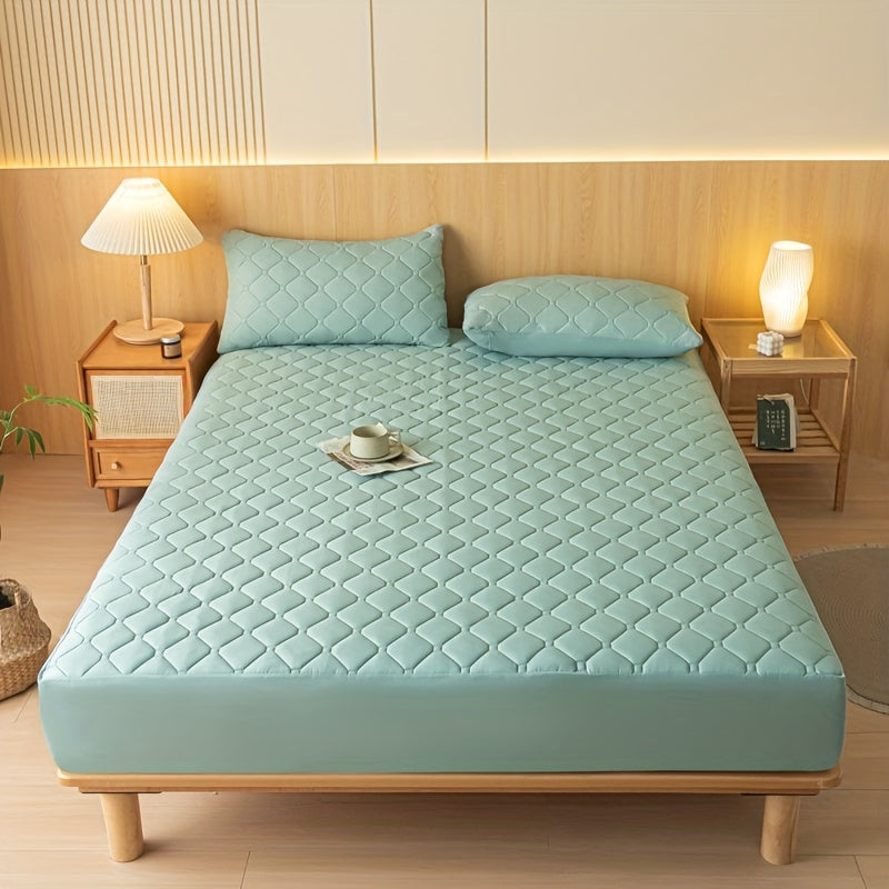 [Waterproof Mattress Protector] Waterproof Mattress Protector | 1pc Embossed Design, Quiet Fitted Sheet, Thickened Cover - Single Size 11.8" High, Multi-Size for Twin/Full XL/King Beds - Excludes Pillowcases & Insert