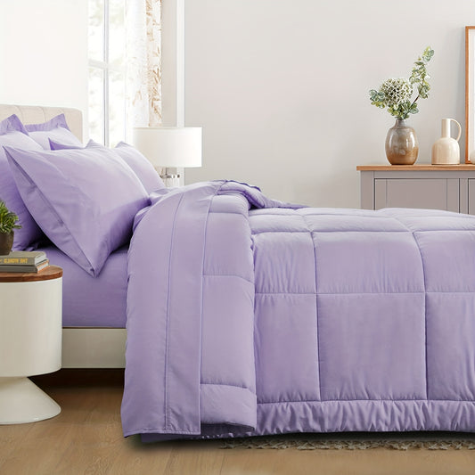 7pcs Ultra-Soft Bed In A Bag, Down Alternative Bedding Sets with All Season Quilted Comforter, Flat Sheet, Fitted Sheet, Pillowcases - Gifts for The Family And Friends, RUIKASI, Machine Washable, Polyester 100, Acrylic 15, Sa