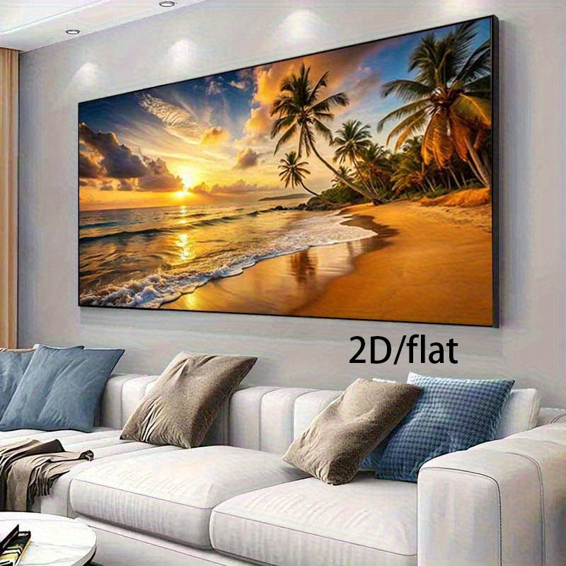 2D/flat 1pc 27.55inch*55.11in/70cm*140cm Frameless Modern The Golden Sunset Canvas Poster for Bedroom and Living Room Decoration Cuadros No Frame