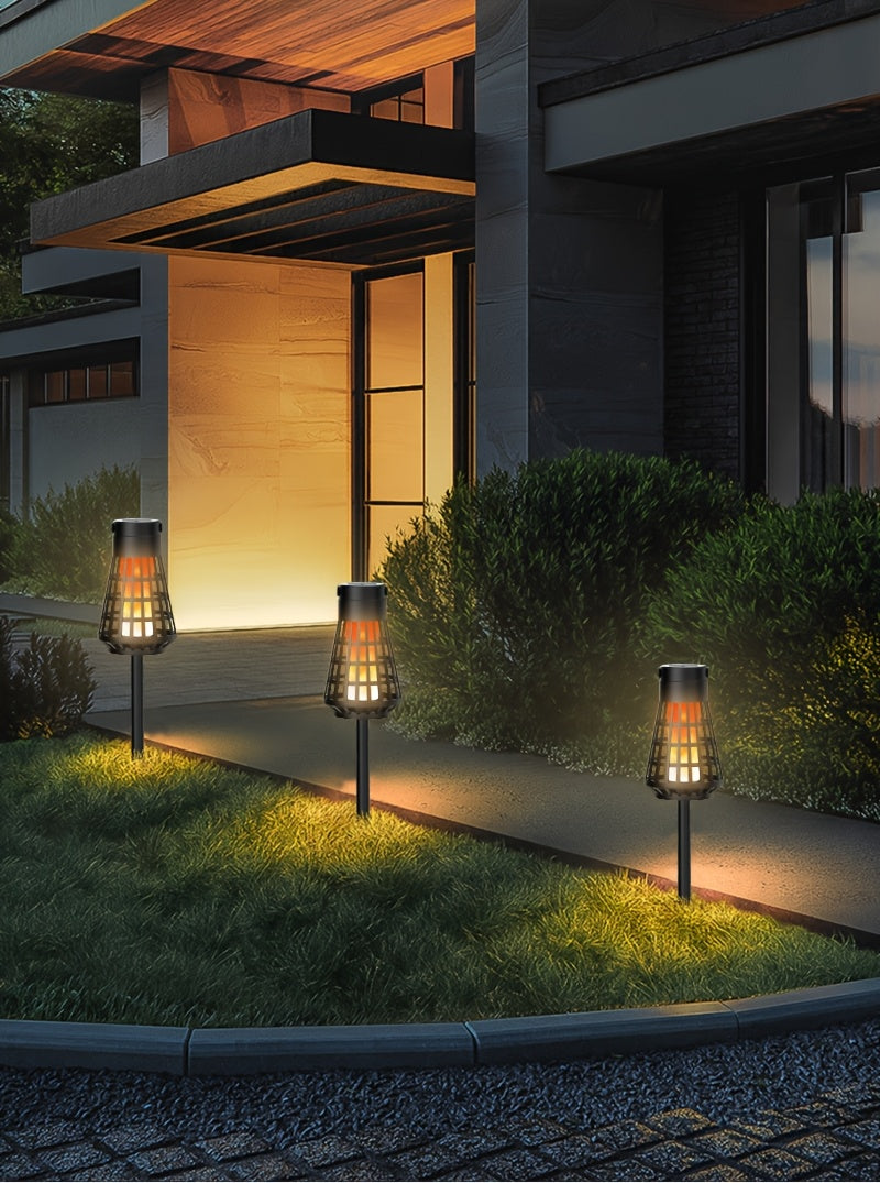 1pc or 4-in-1/8-in-1 Solar-Powered Outdoor Flame Effect Lantern - IP44 & Windproof, Multi-Functional Hanging/Table/Wall/Ground Lighting with Flickering Flame Effect, Energy-Efficient LED Bulb for Camping, Garden, Patio, Balco