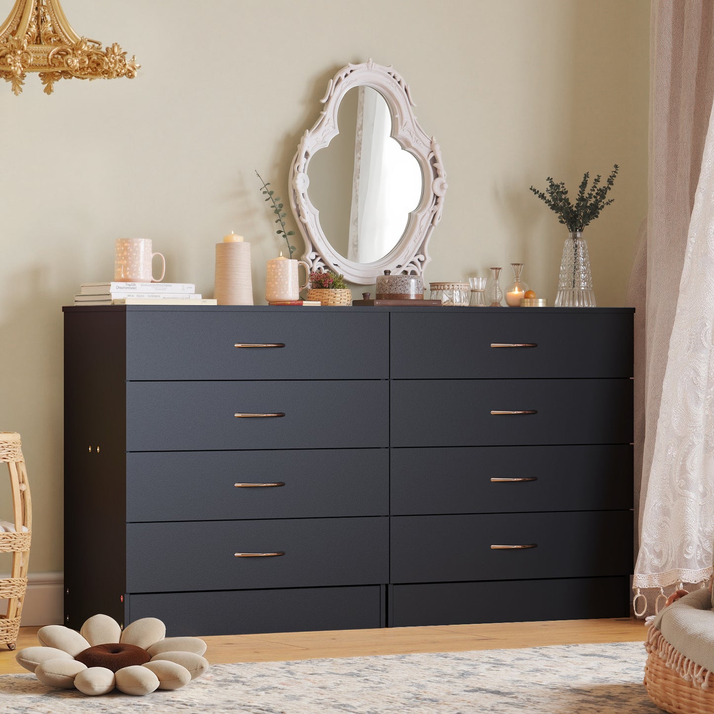 [Modern Minimalist Dresser] Compact Space-Saving Modern Minimalist Dresser - 4-Drawer Organizer with Flat Surface for Bedroom, Living Room, Entryway - Easy Assembly Required - White/Black Options Available