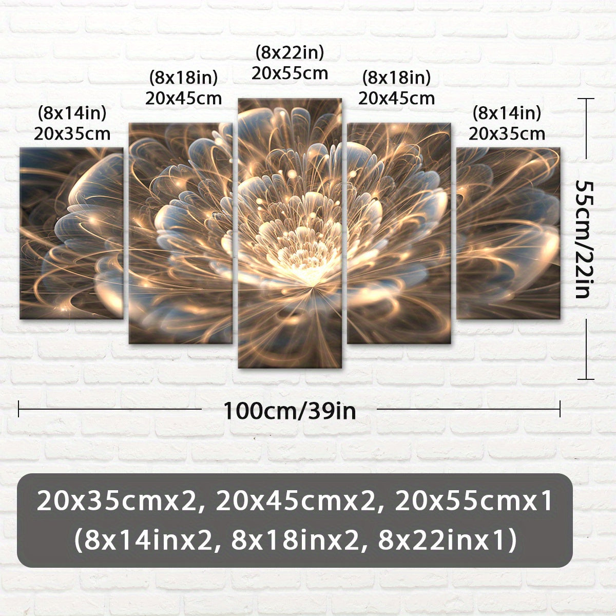 2D Flat, [2D FLAT] 5pcs Wooden Framed Canvas, Buddhist for Lotus Theme Poster, Pattern Art for Home Decoration, Wall Decor for Living Room, Bedroom, Office, Bar, Restaurant, High Quality Waterproof Painting, HD Artwork., 2D F