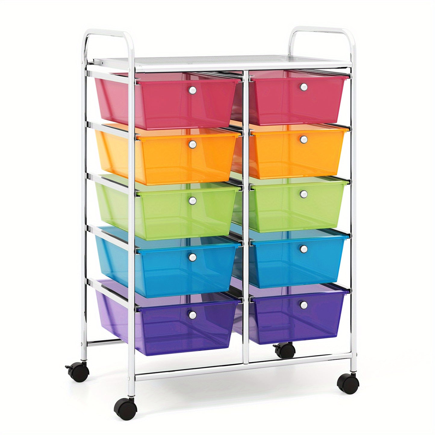 LIFEZEAL 10-Drawer Rolling Storage Cart with Lockable Wheels, Heavy-Duty Metal Frame & Removable Drawers - Multicolor Organizer for Home, Office, Classroom, Kitchen - 26"x14.5"x34"