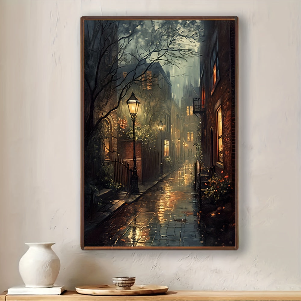 1pc Art Deco Classic Modern Unframed Canvas Wall Art - 15.7x23.6 inch Vertical Street Cityscape Poster for Living Room, Bedroom, Office, Cafe, Bar, Dorm Decor - Indoor Seasonal Art Print for Spring & Summer