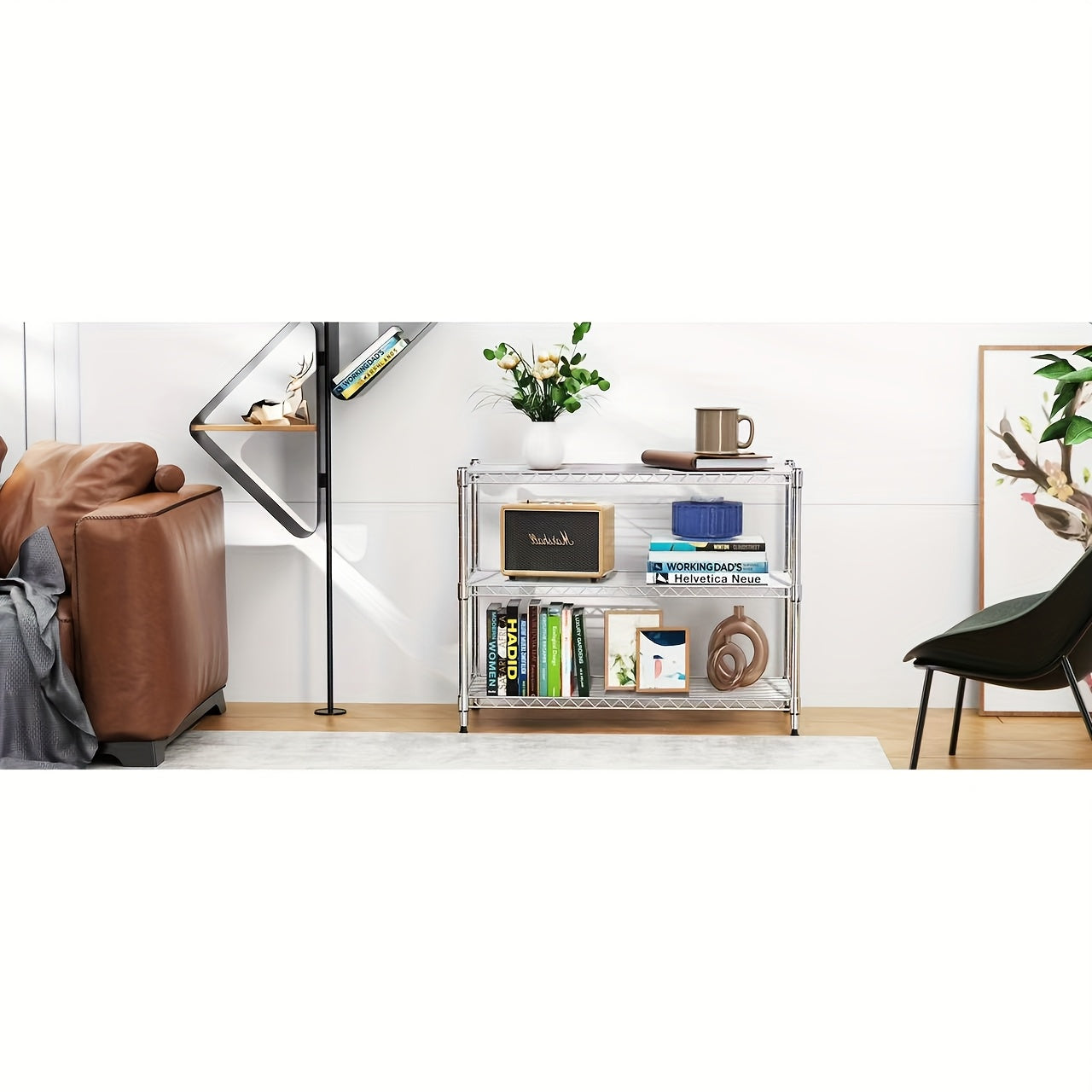 HealSmart 3-Tier Heavy Duty Storage Shelves 750Lb Capacity, 24.02" D X 13.78" W X 30" H Shelving Unit for Pantry, Garage, Laundry And Kitchen, Chrome, Standing Shelf
